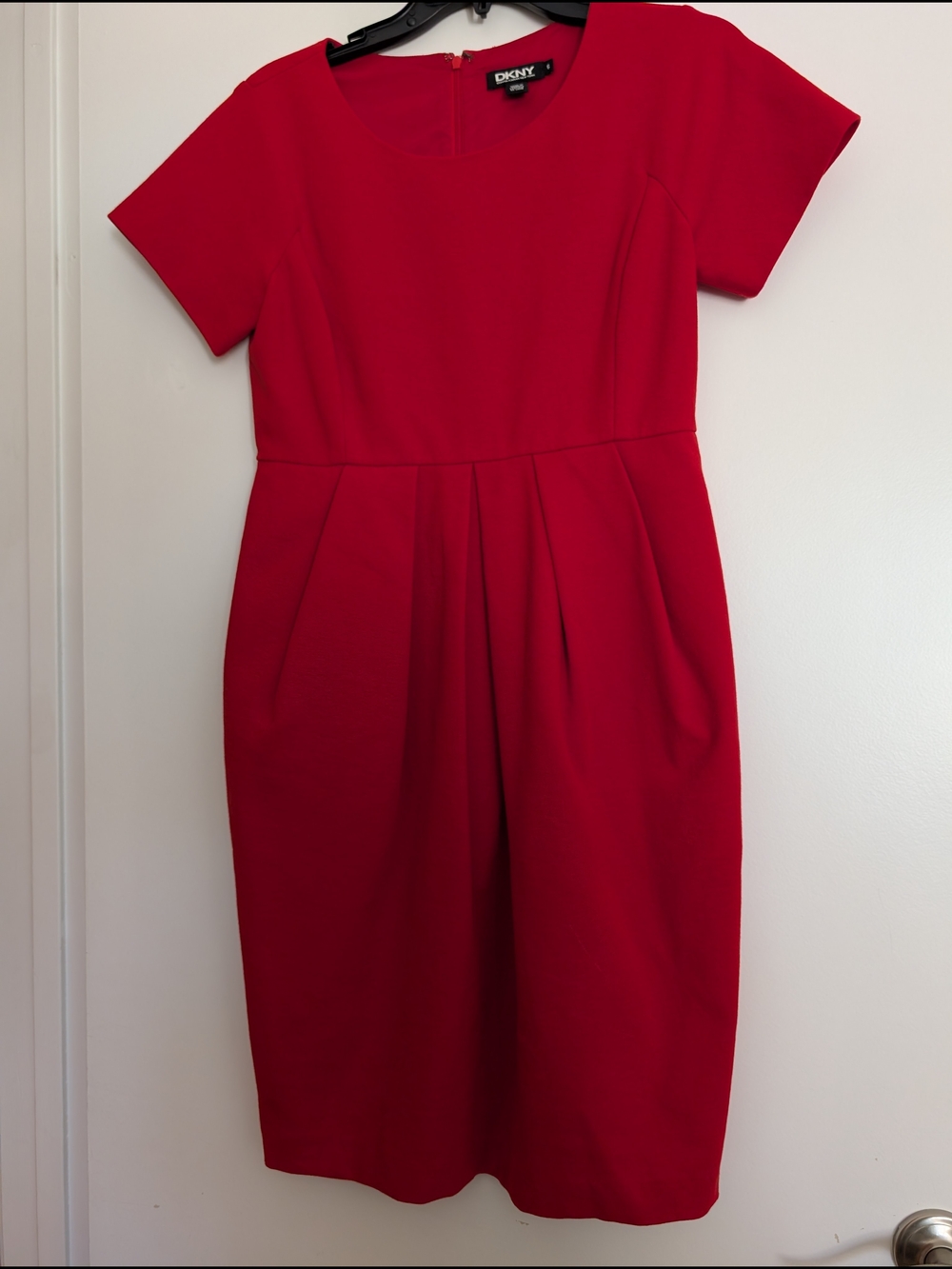 DKNY Bright Red Midi Sheath Dress
